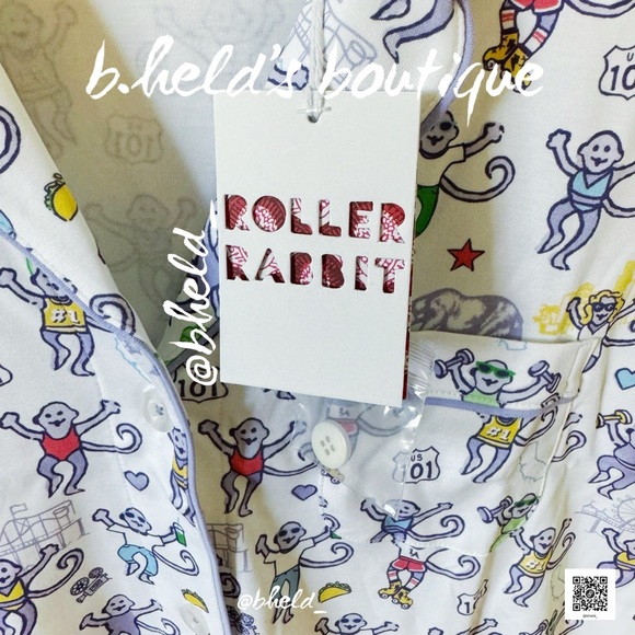 Roller Rabbit LA Monkey Polo Pajamas in White Size Small S Brand New NWT - Picture 4 of 13